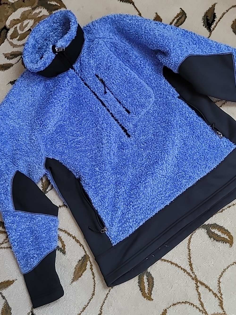 Eastern Mountain Sports Women’s Fuzzy 1/2 Zip Fleece Jacket Blue Stretch EMS, M